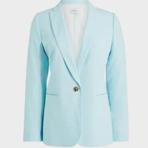 NWT-2-J. Crew factory Linen-Cotton Holland BLAZER - Soft Aqua
